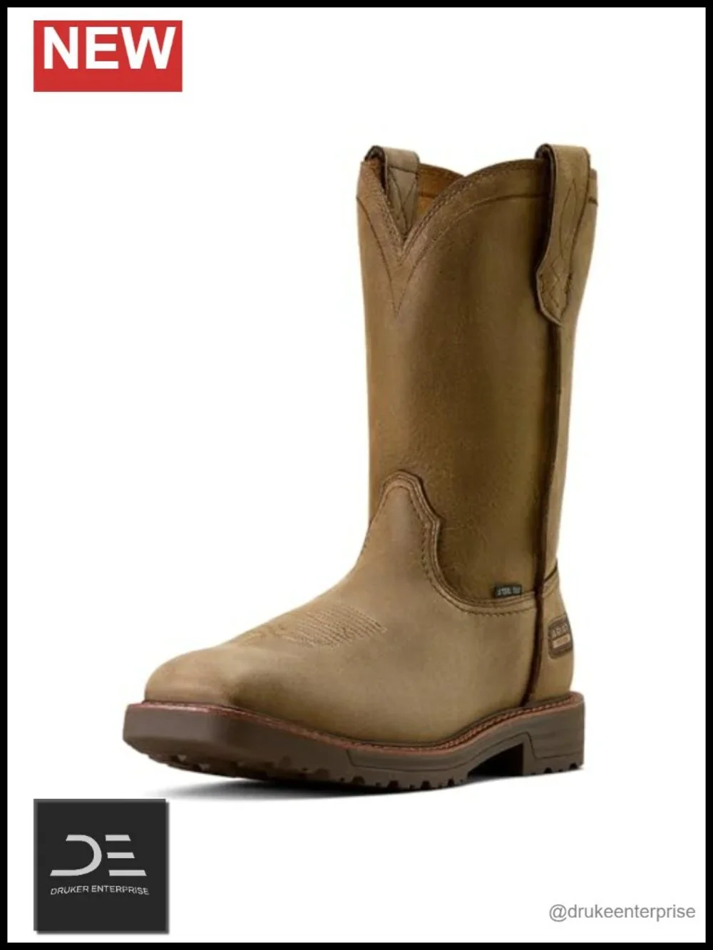 Wide Square Toe Steel Toe Work Boots Pull-On Knee High Slip Resistant